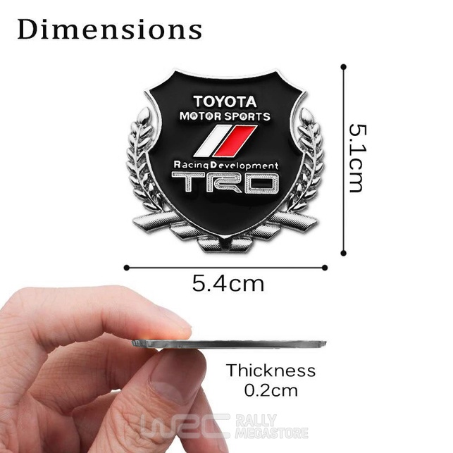 EMBLEME BOUCLIER LOGO TOYOTA TRD SILVER